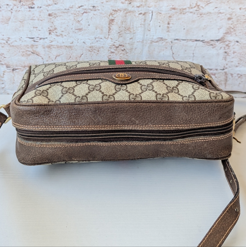 GUCCI VINTAGE GG MONOGRAM CANVAS LEATHER WOMEN'S SHOULDER CROSSBODY BAG - Picture 7 of 12
